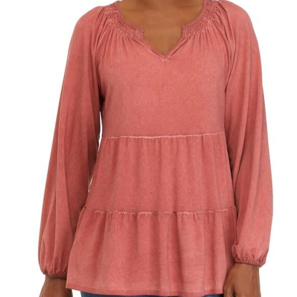 Wonderly Women's Pink acid wash Blouse stretchy bounce material